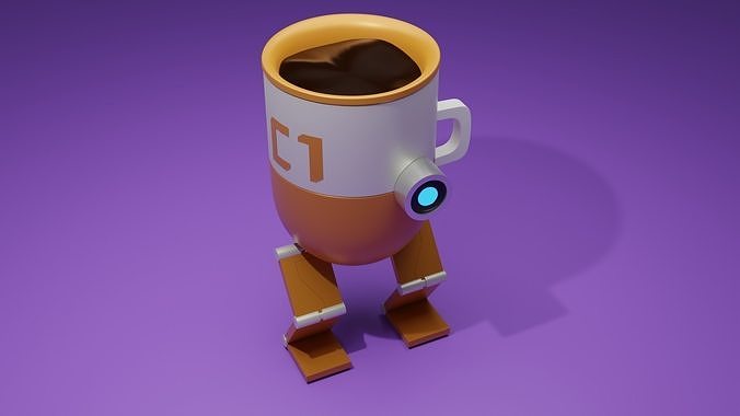 Robot glass 3d model Low-poly 3D model