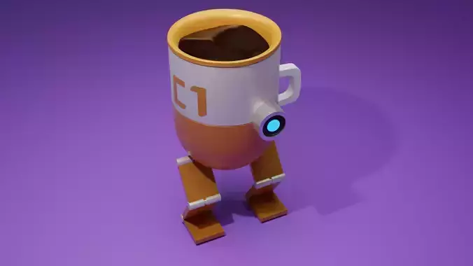 Robot glass 3d model Low-poly 3D model