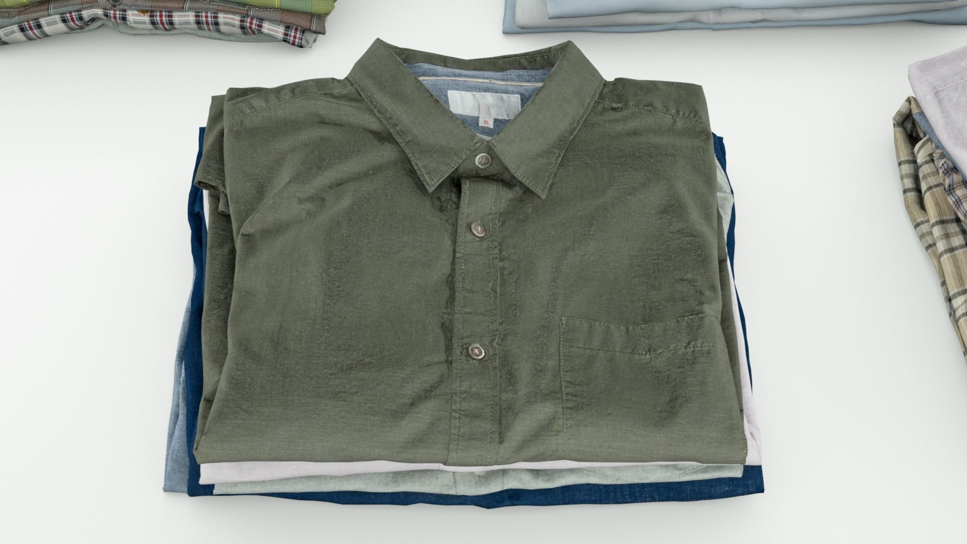 Pile or stack of folded shirts polo Generic clothing collection  3D model_10