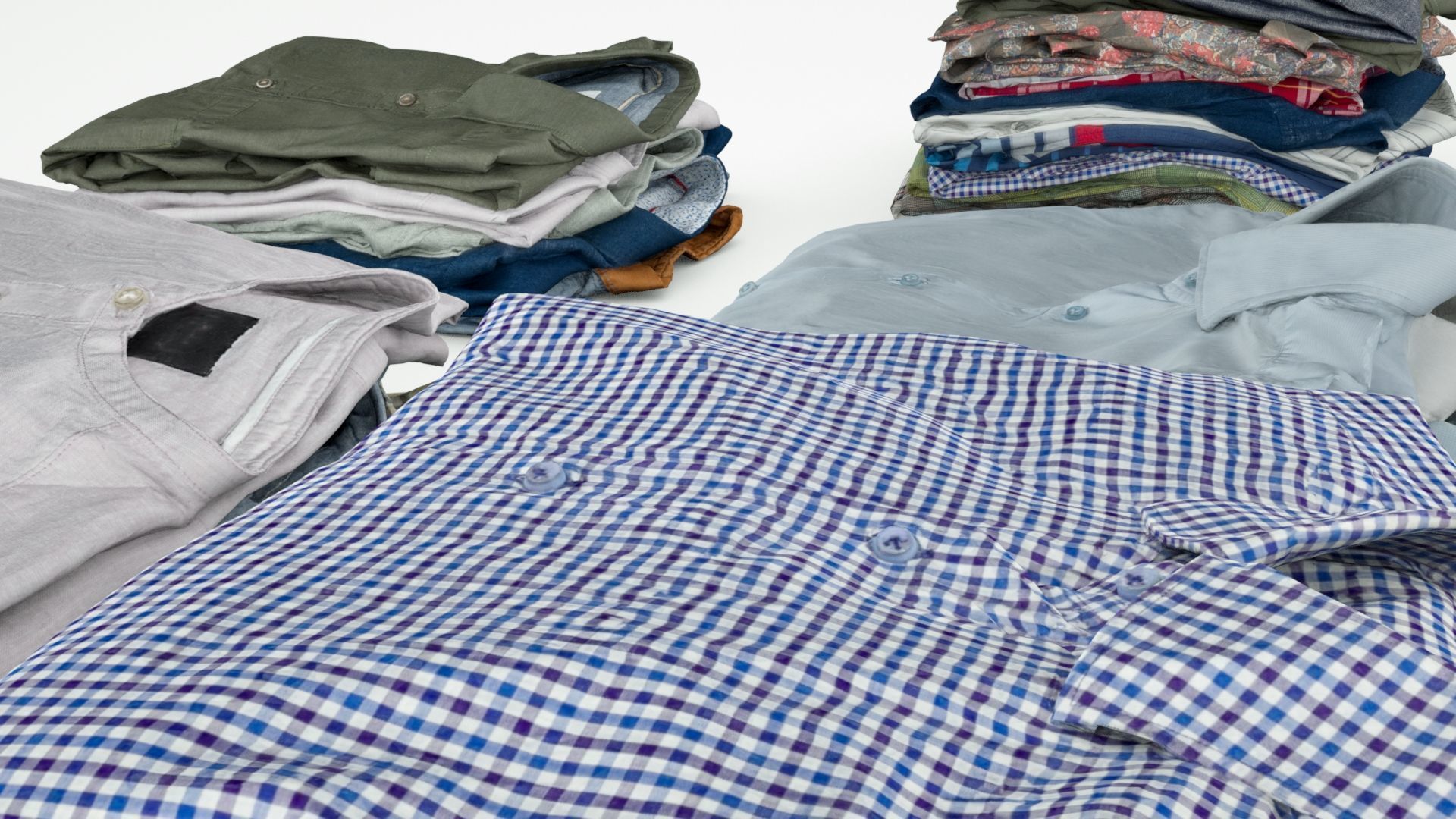 Pile or stack of folded shirts polo Generic clothing collection  3D model_3