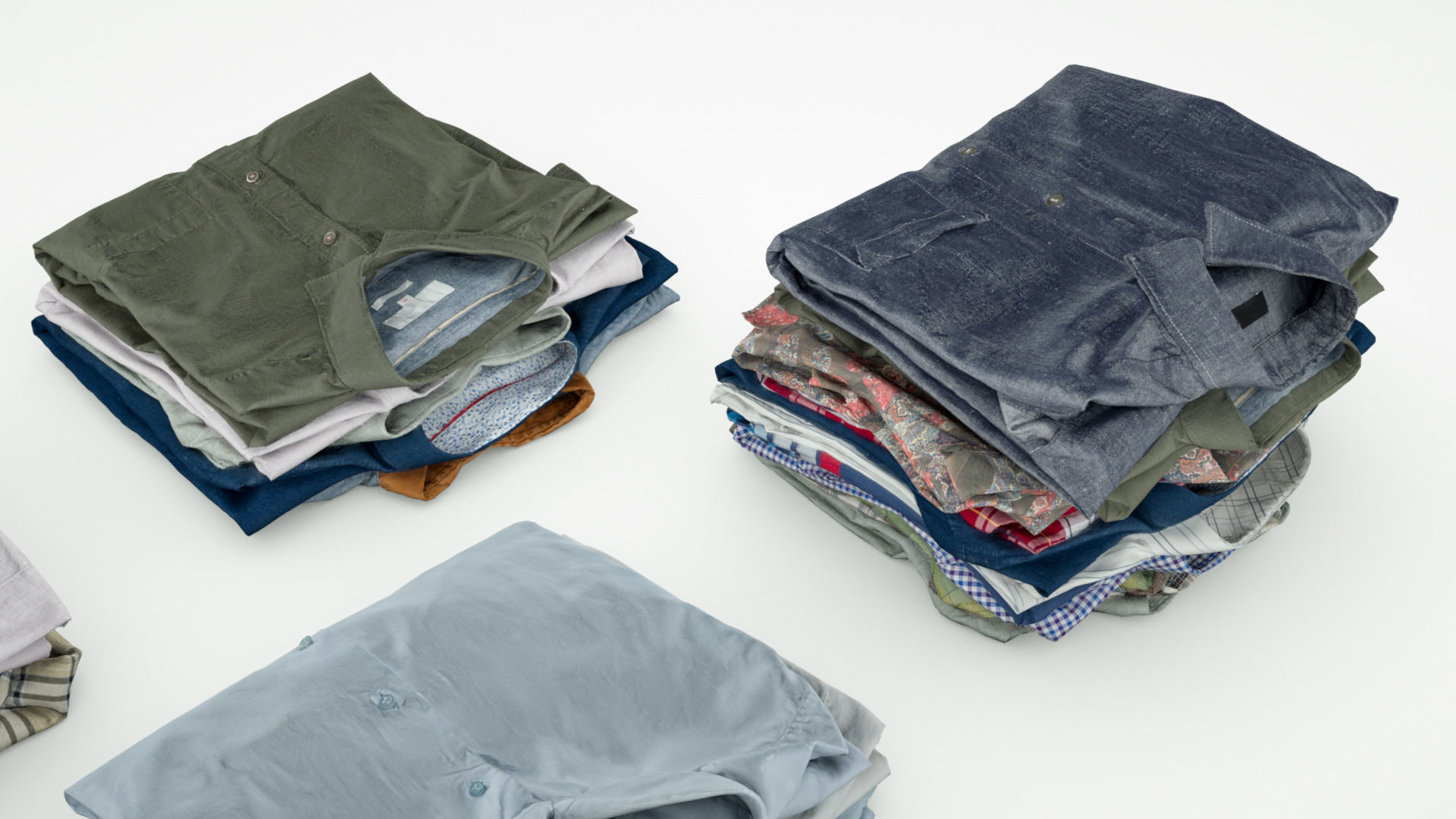 Pile or stack of folded shirts polo Generic clothing collection  3D model_4