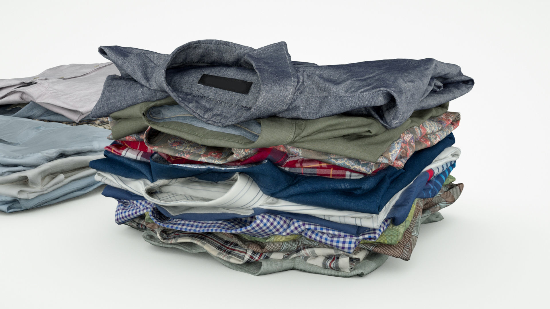 Pile or stack of folded shirts polo Generic clothing collection  3D model_5