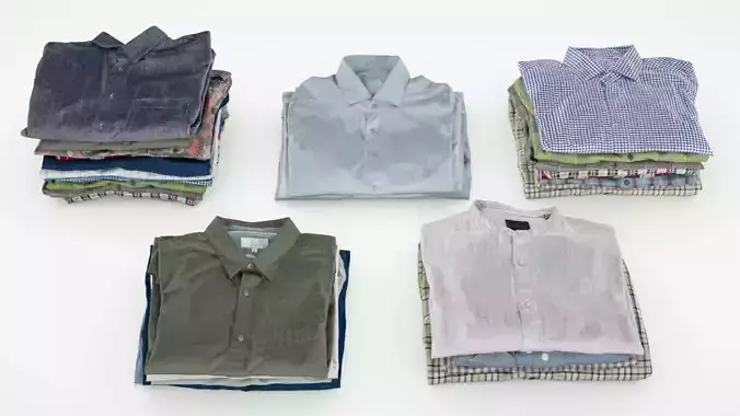 Pile or stack of folded shirts polo Generic clothing collection 