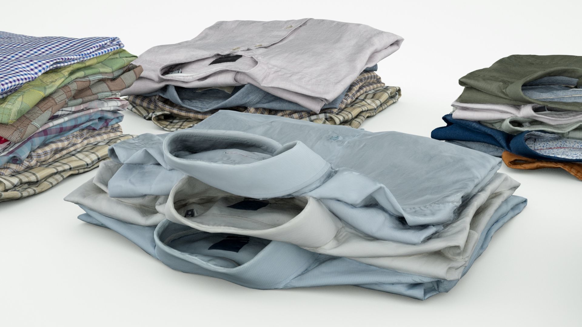 Pile or stack of folded shirts polo Generic clothing collection  3D model_6
