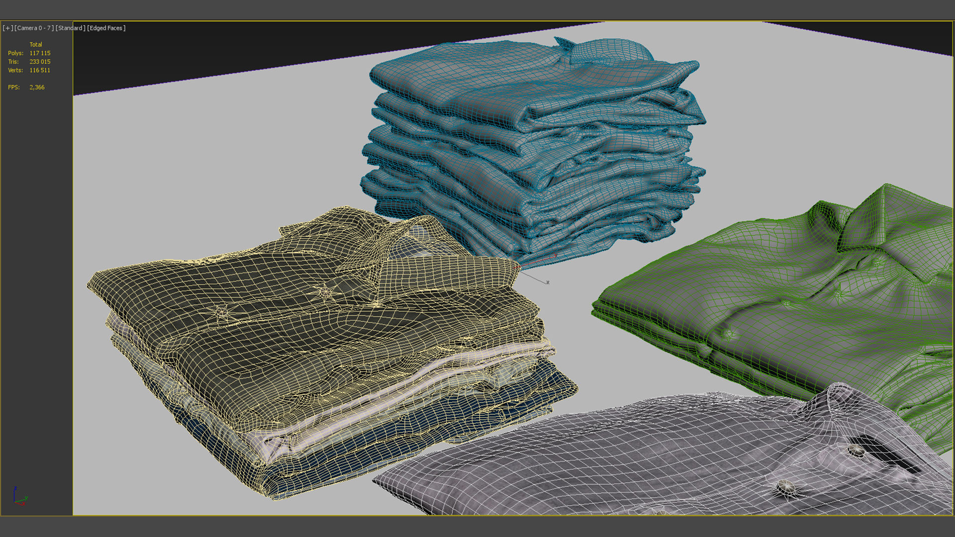 Pile or stack of folded shirts polo Generic clothing collection  3D model_11