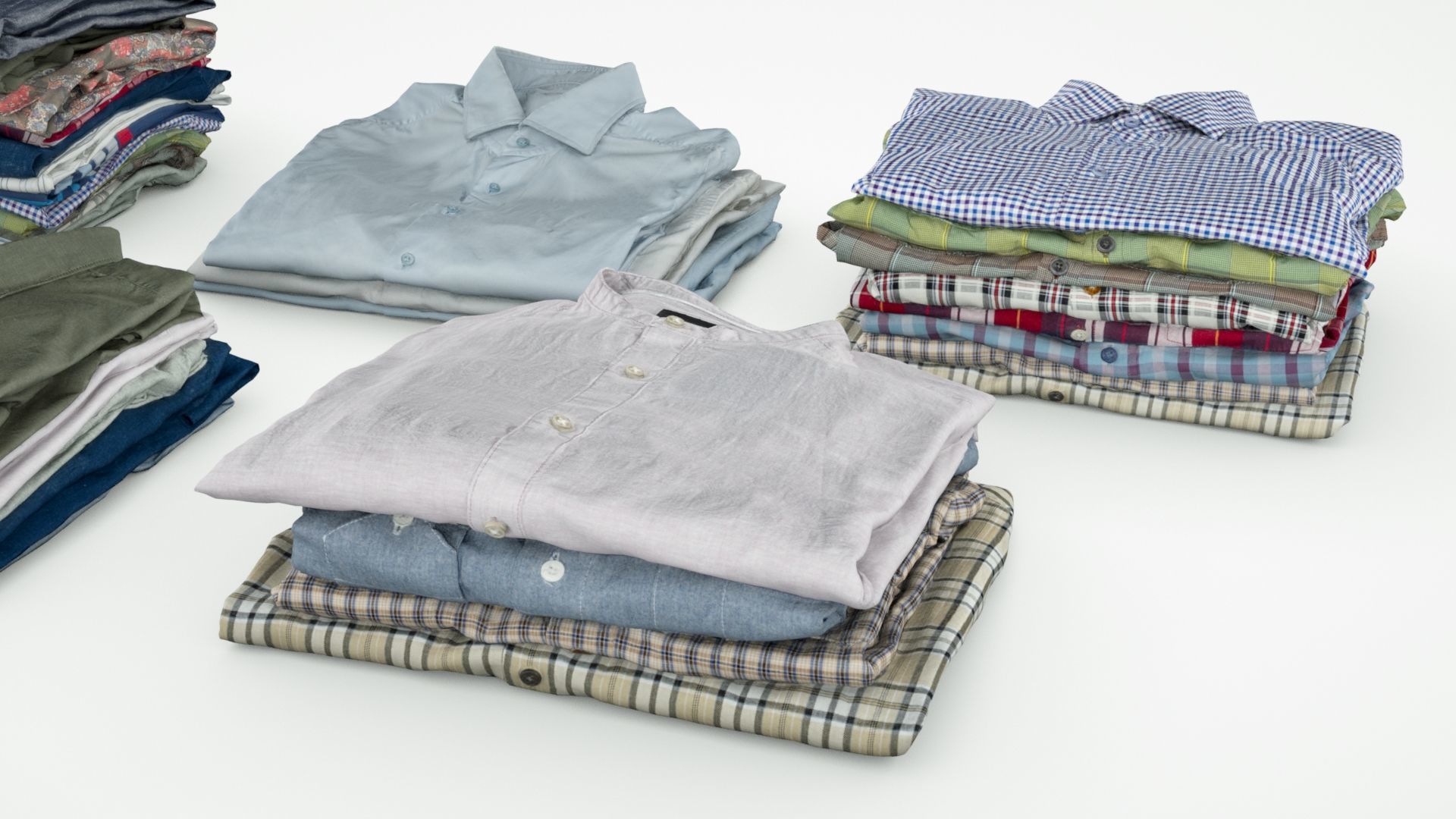 Pile or stack of folded shirts polo Generic clothing collection  3D model_1