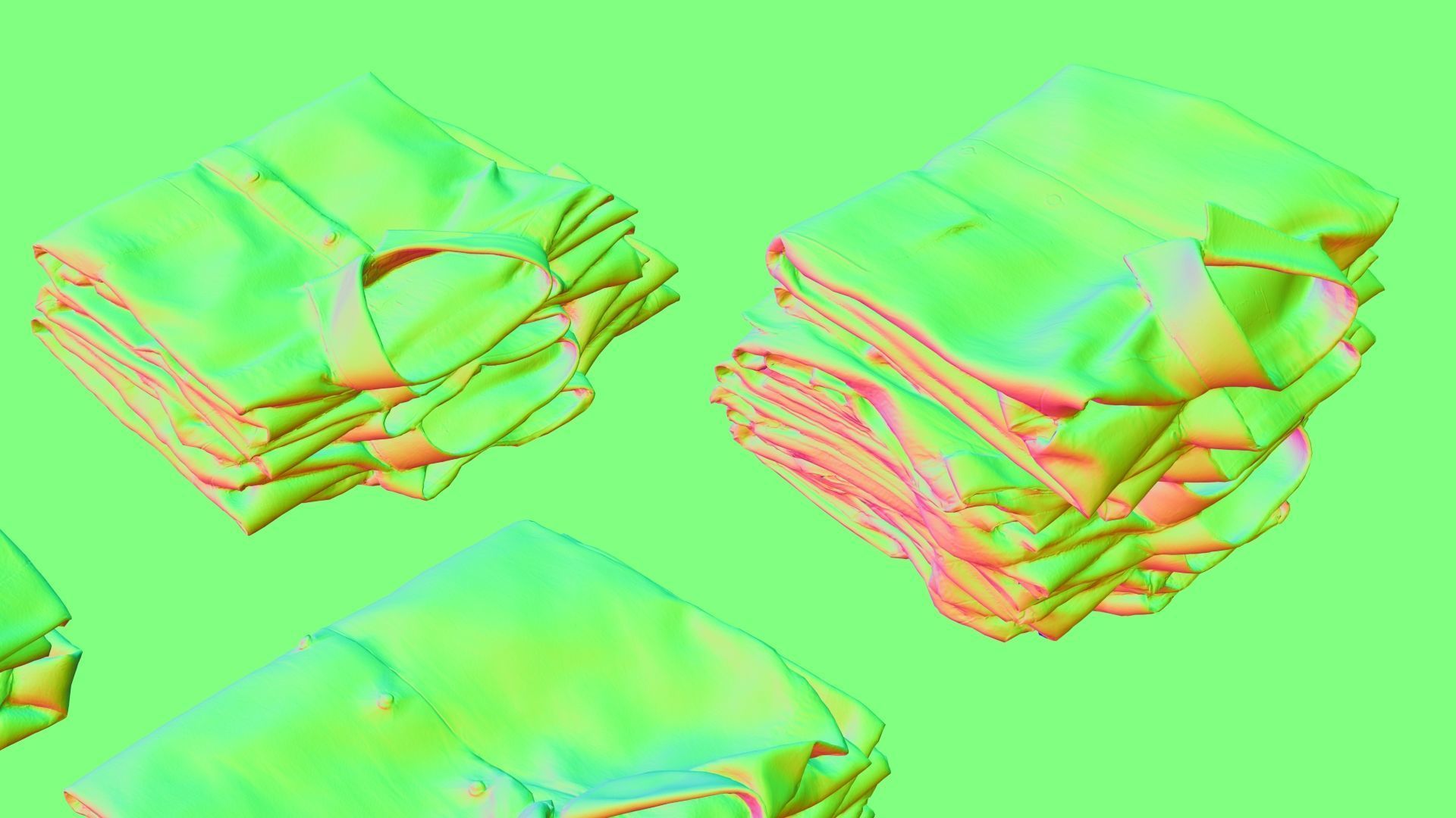 Pile or stack of folded shirts polo Generic clothing collection  3D model_17