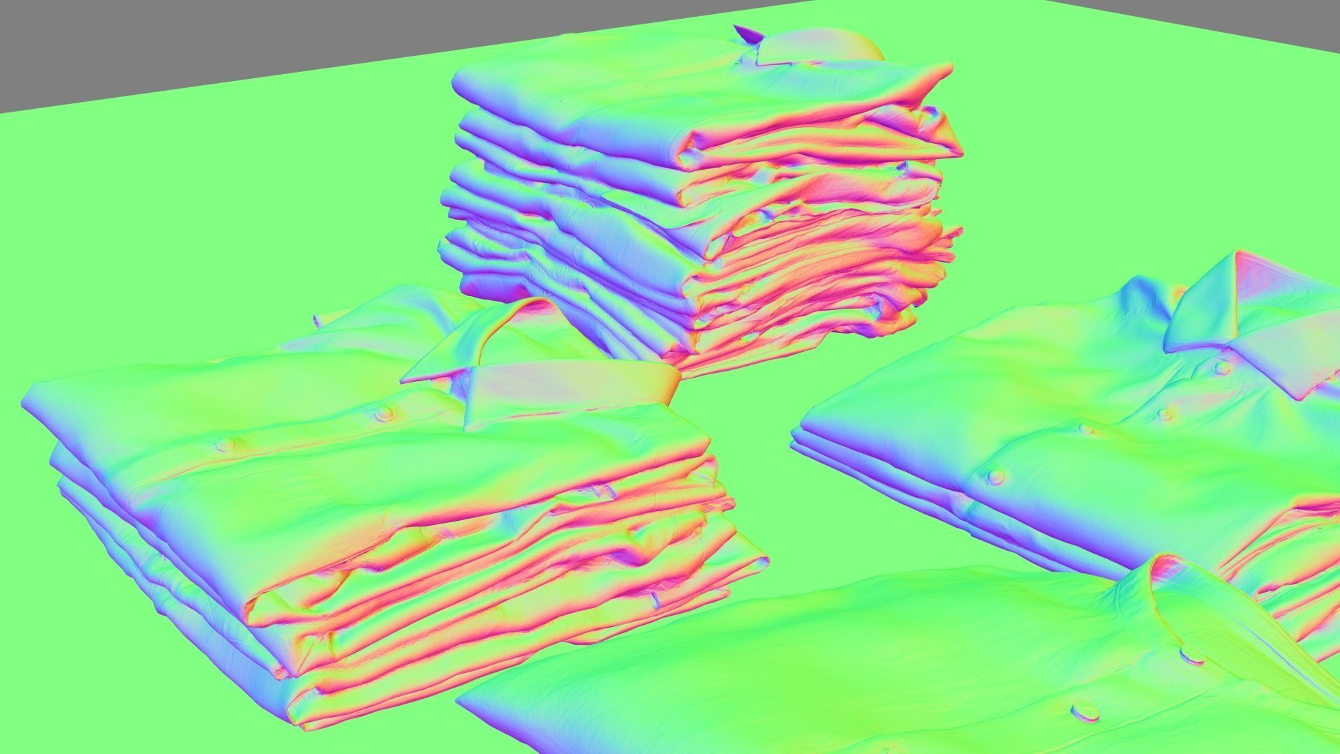 Pile or stack of folded shirts polo Generic clothing collection  3D model_15