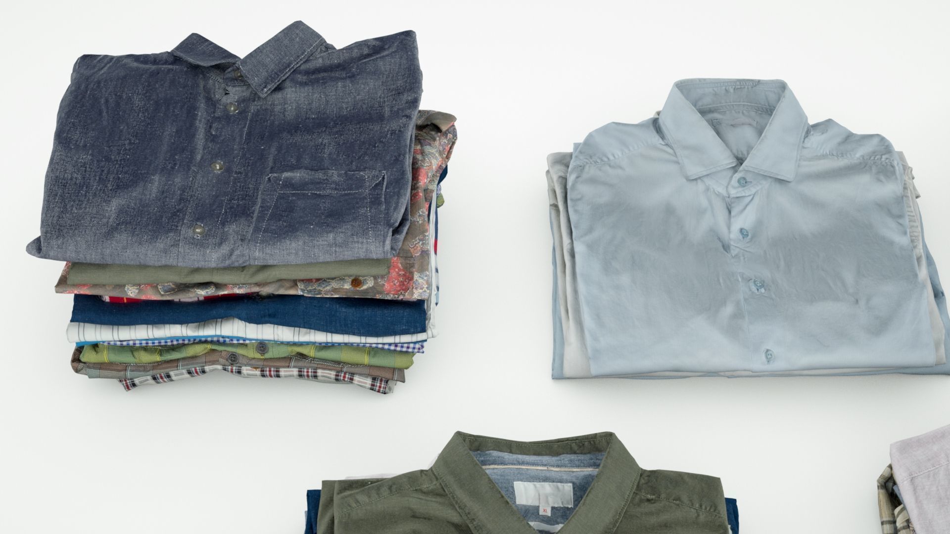 Pile or stack of folded shirts polo Generic clothing collection  3D model_9