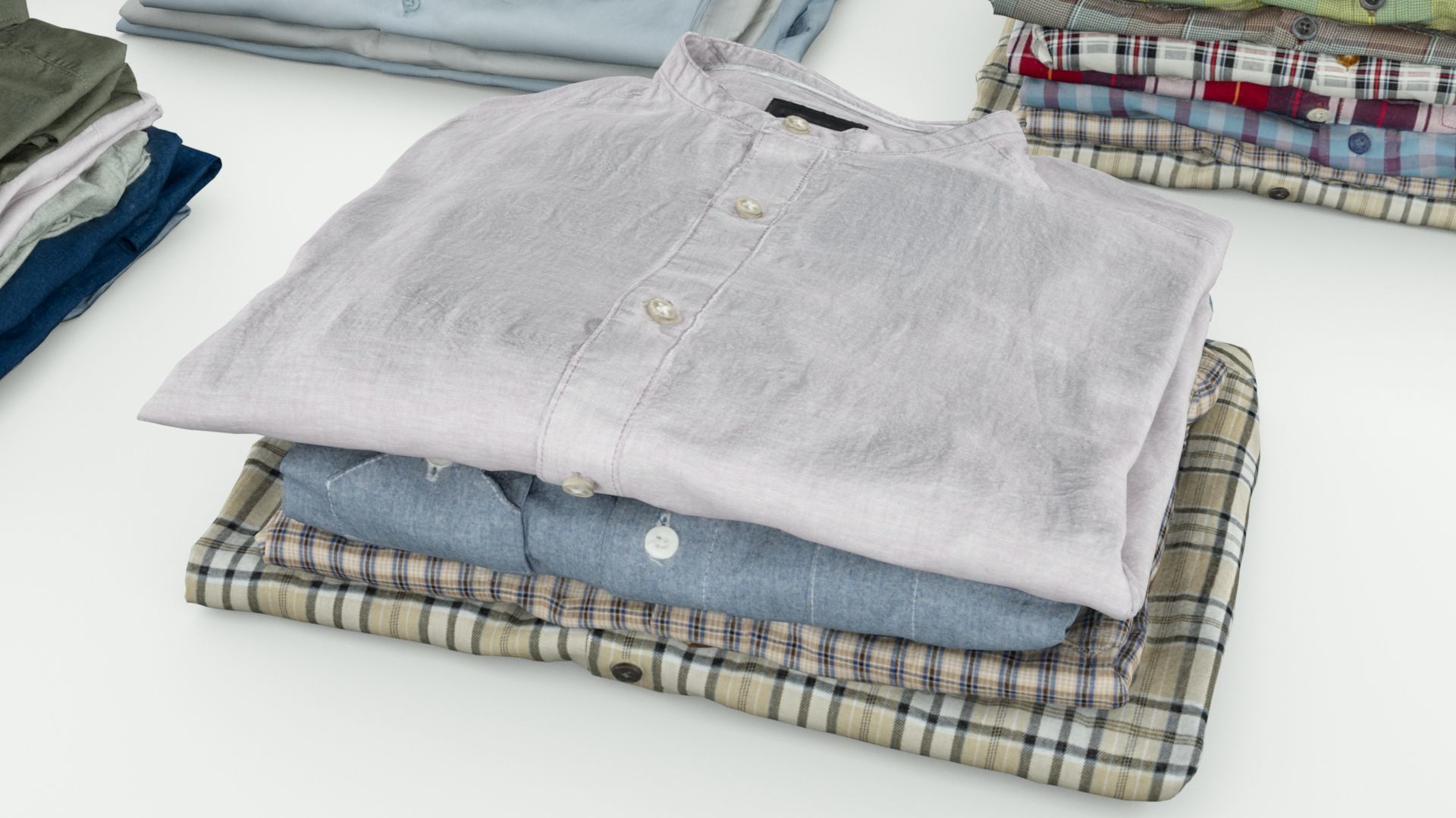 Pile or stack of folded shirts polo Generic clothing collection  3D model_7