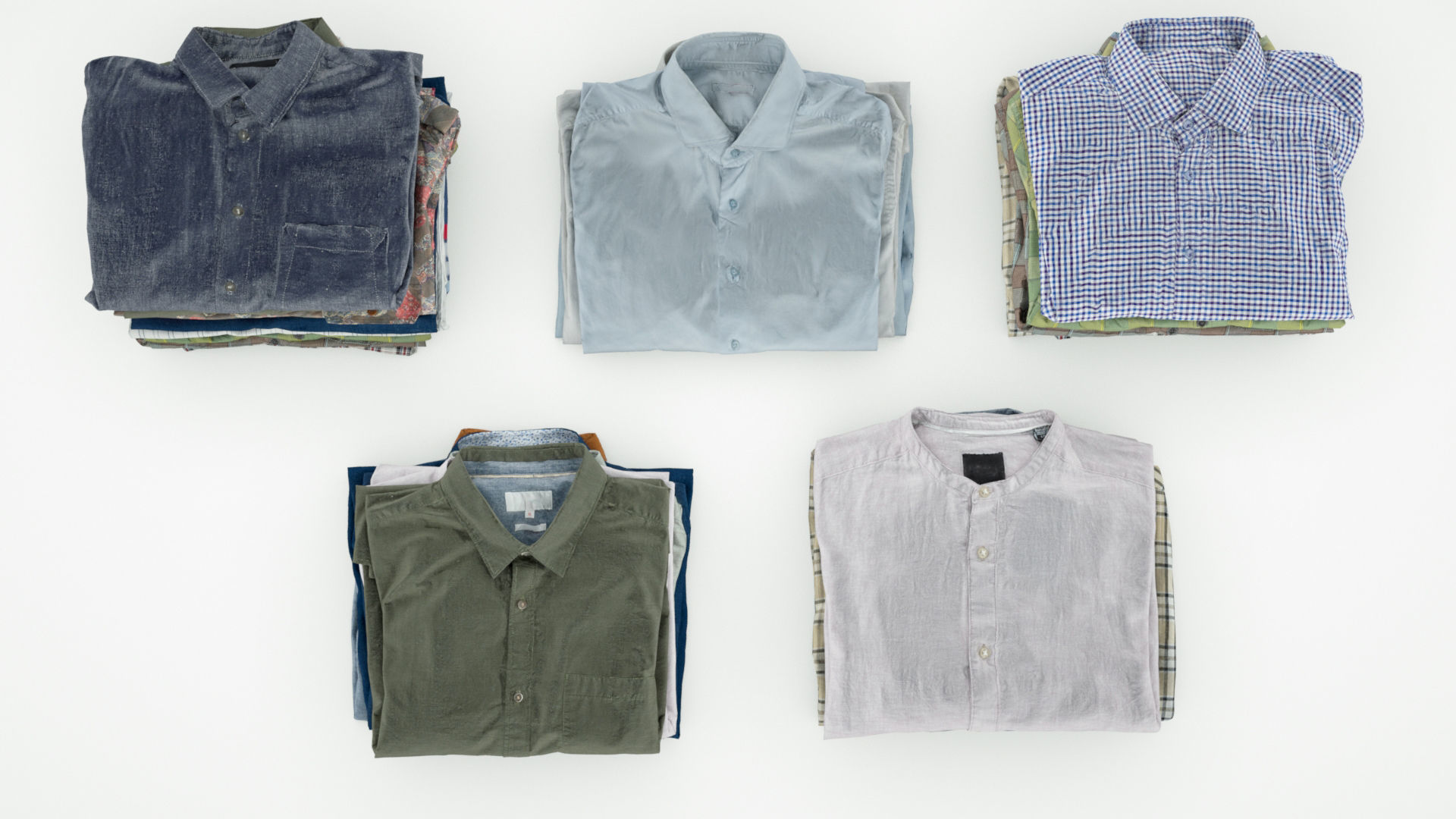 Pile or stack of folded shirts polo Generic clothing collection  3D model_8