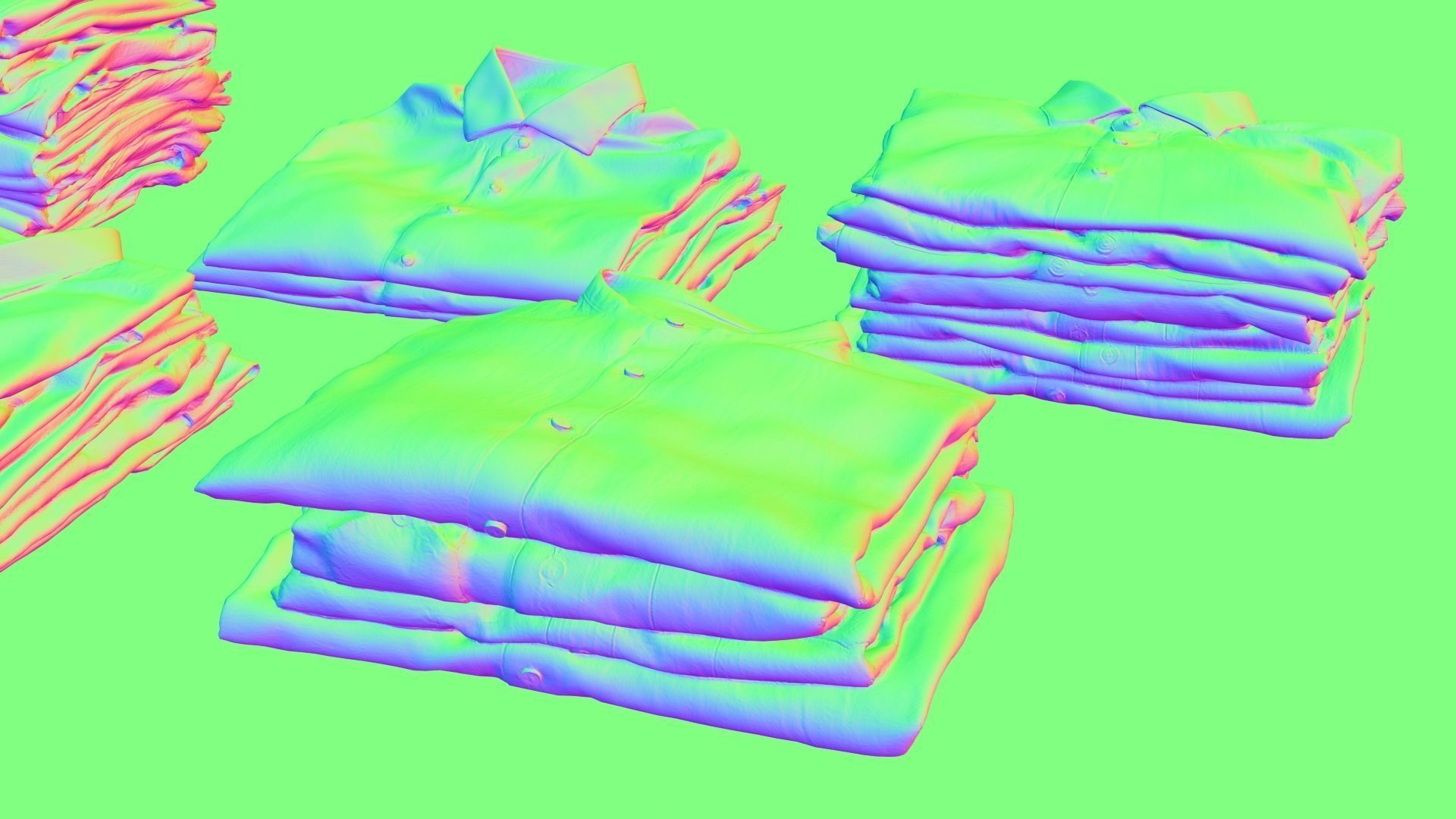 Pile or stack of folded shirts polo Generic clothing collection  3D model_14