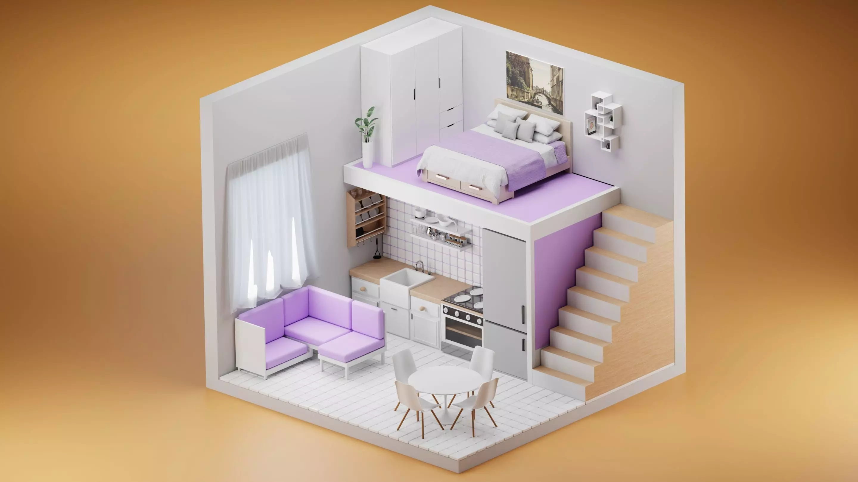Apartment isometric 3D model_0
