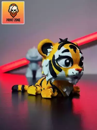 Cute Tiger Articulating Flexi-Print in Place - stl and 3mf files