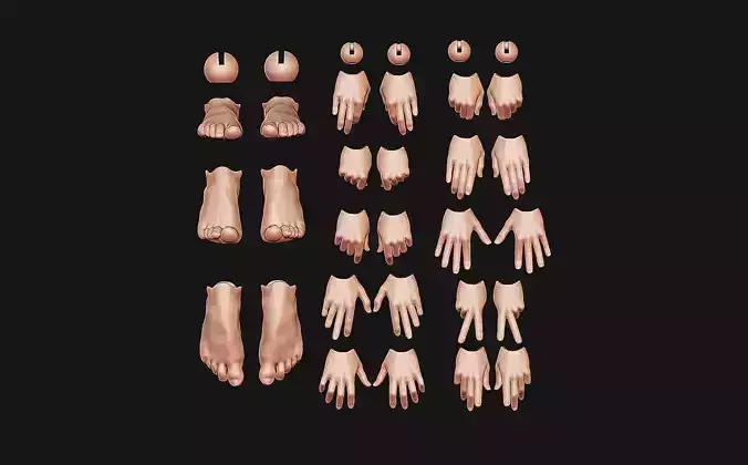 Set of arms and legs for bjd doll Feet 3D print model
