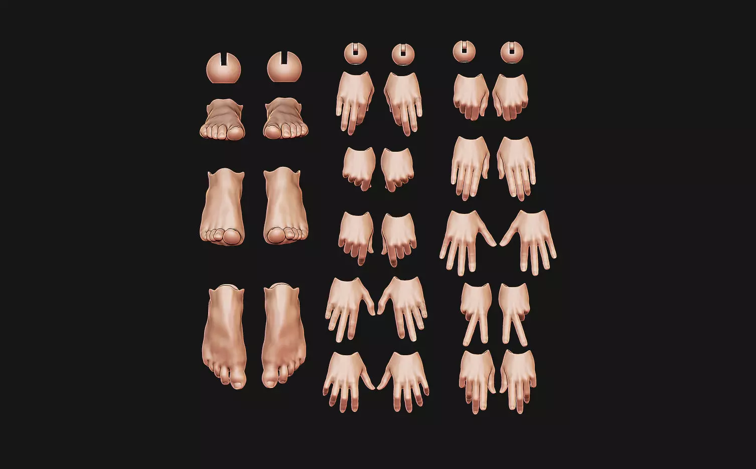 Set of arms and legs for bjd doll Feet 3D print model_0