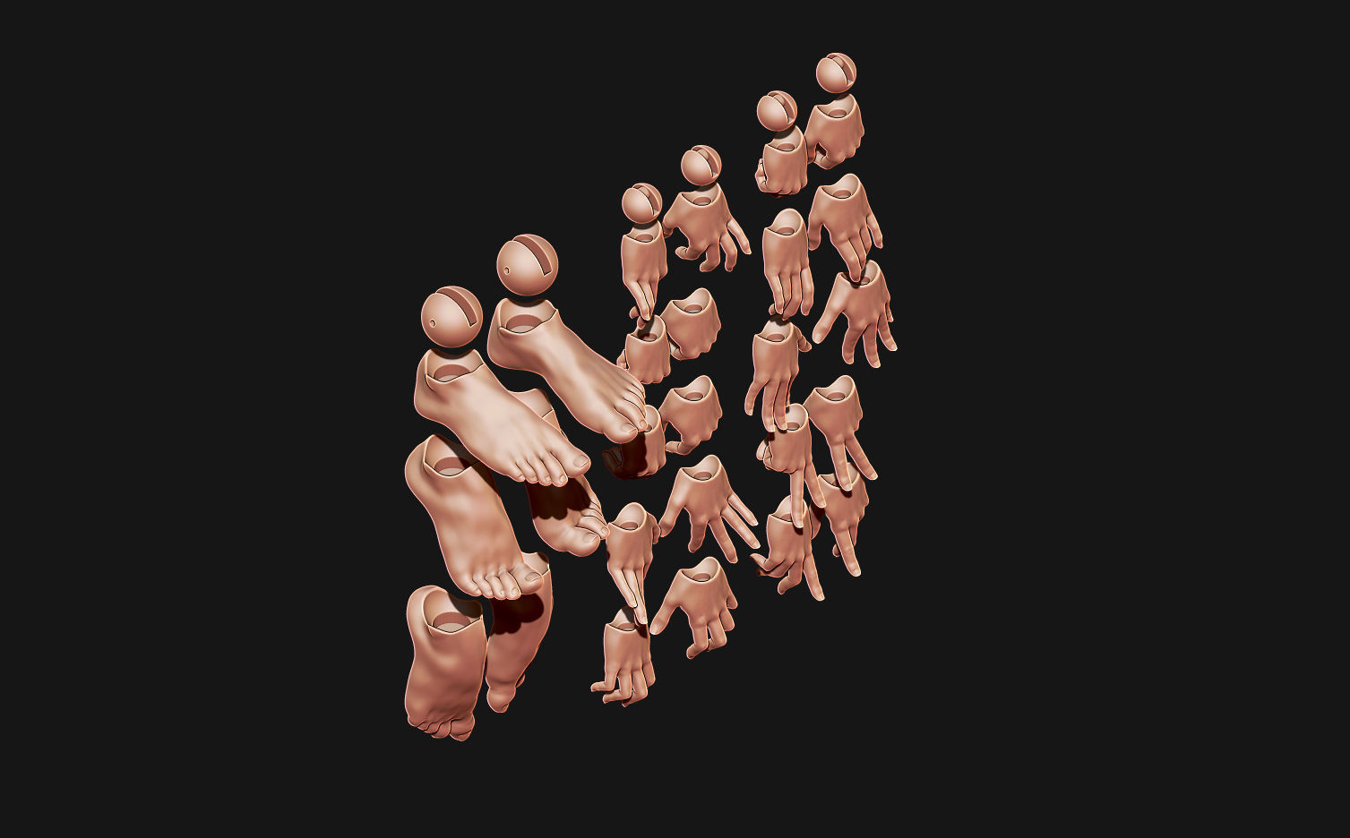 Set of arms and legs for bjd doll Feet 3D print model_2