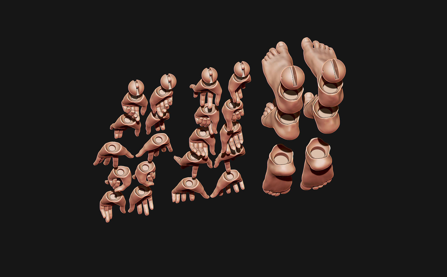 Set of arms and legs for bjd doll Feet 3D print model_7