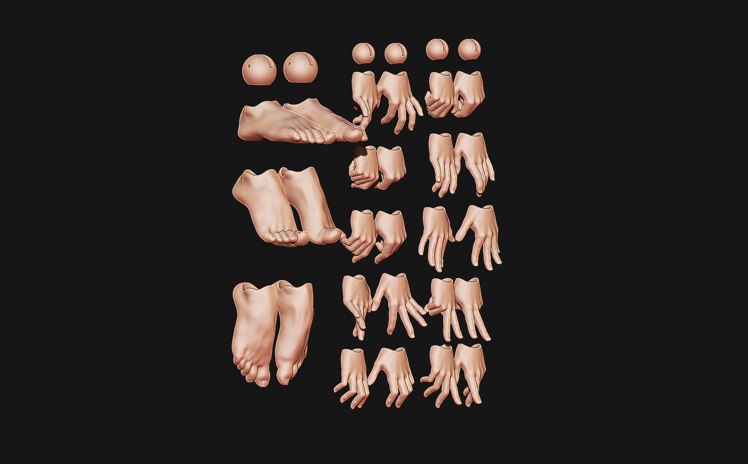 Set of arms and legs for bjd doll Feet 3D print model_1