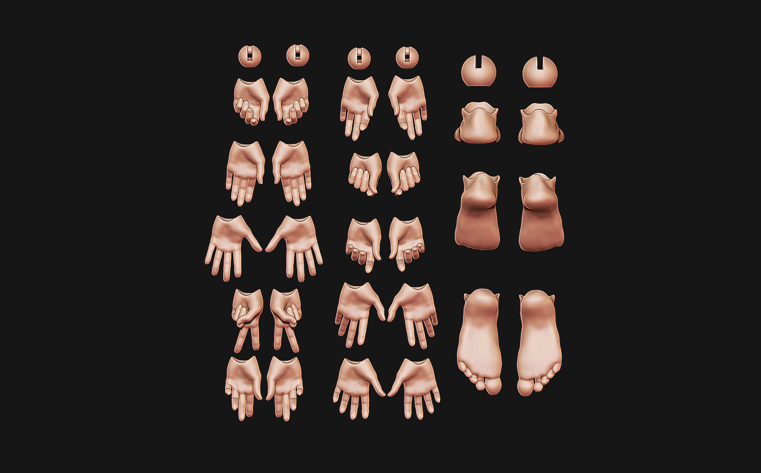Set of arms and legs for bjd doll Feet 3D print model_5