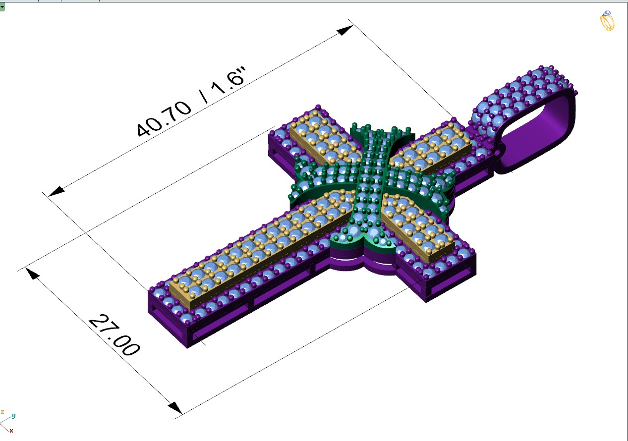 Custom Cross Diamond Pendant - Crucifixion Cross Necklace 3D print model_4