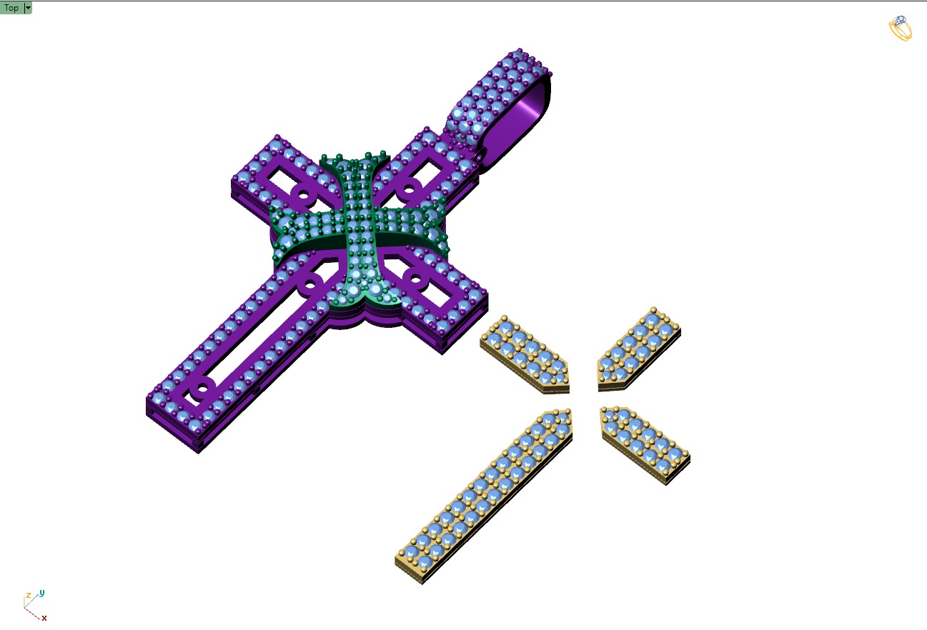 Custom Cross Diamond Pendant - Crucifixion Cross Necklace 3D print model_12