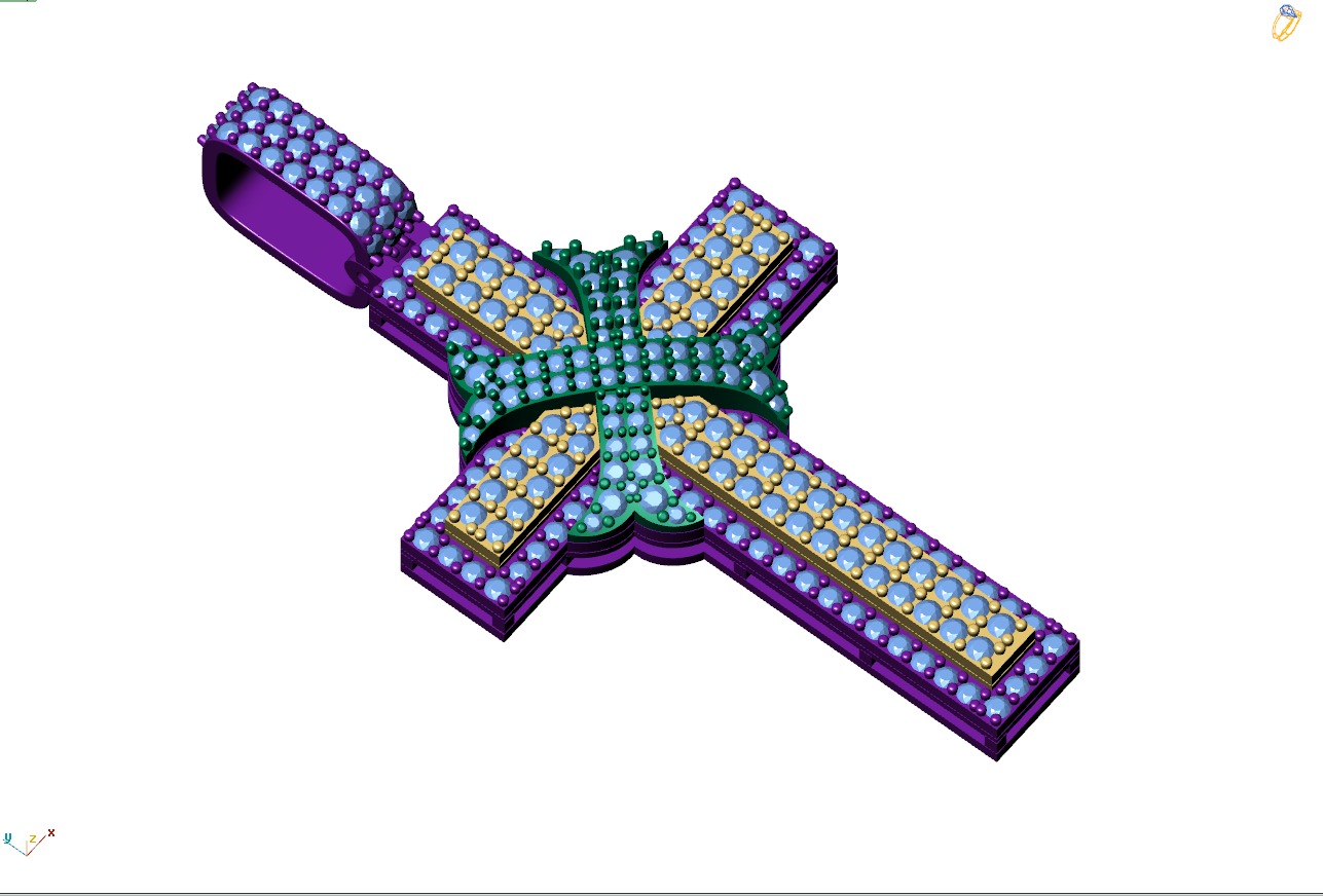 Custom Cross Diamond Pendant - Crucifixion Cross Necklace 3D print model_8