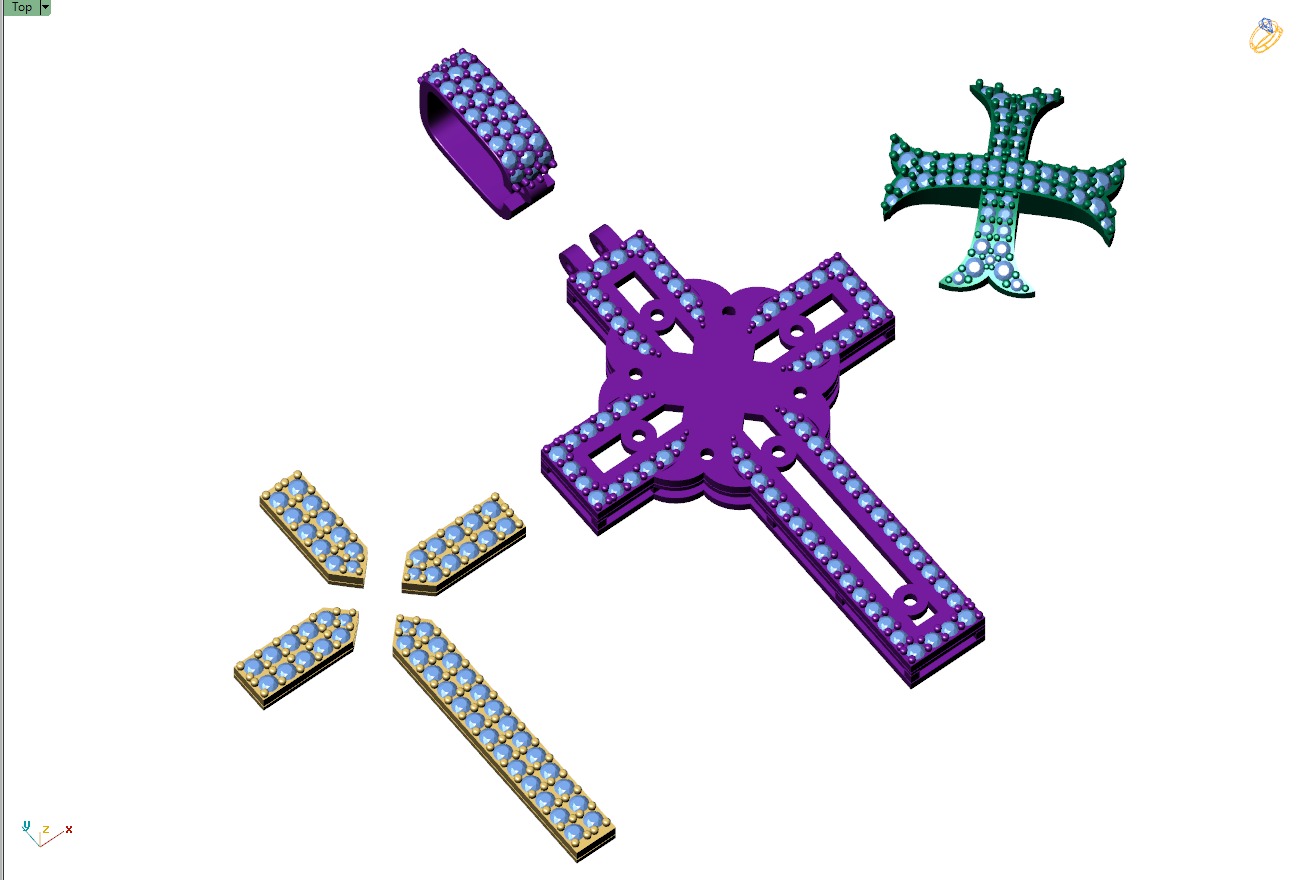 Custom Cross Diamond Pendant - Crucifixion Cross Necklace 3D print model_14