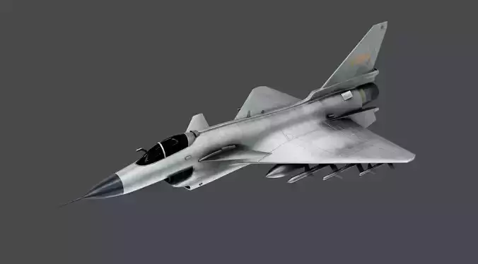chengdu j 10 Aircraft 3D Model with Textures PBR Animated
