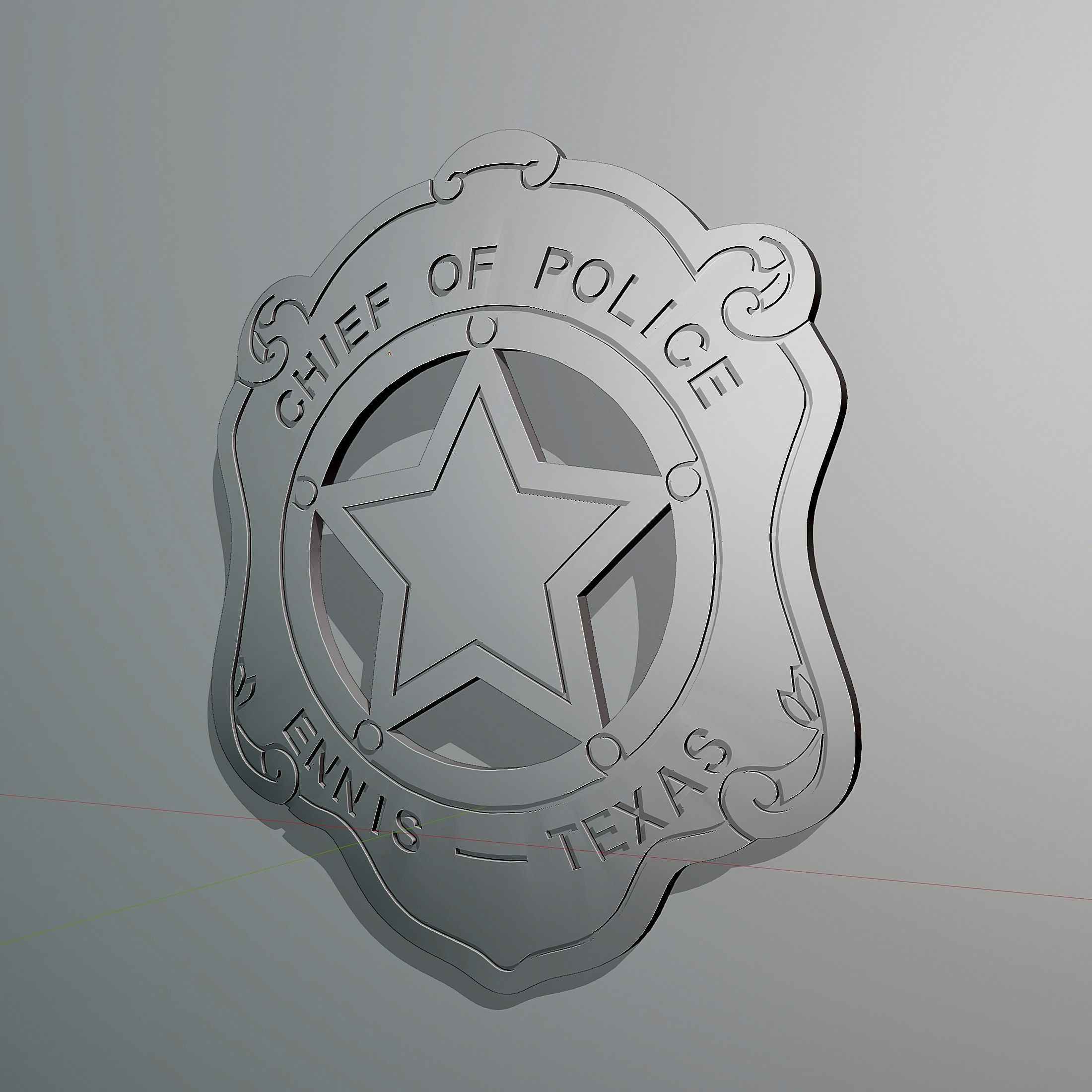 Chief of Police Badge Low-poly 3D model_4