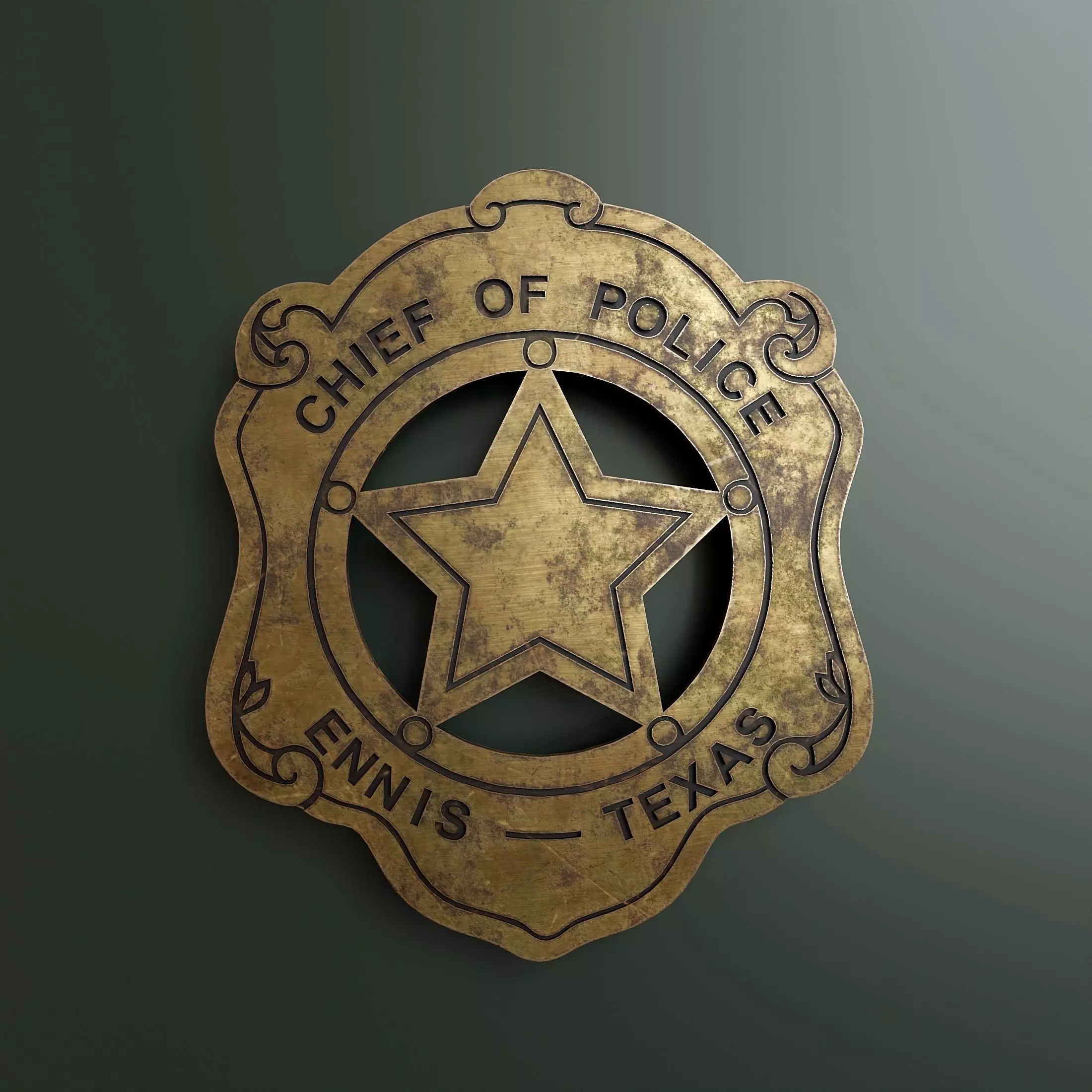 Chief of Police Badge Low-poly 3D model_0