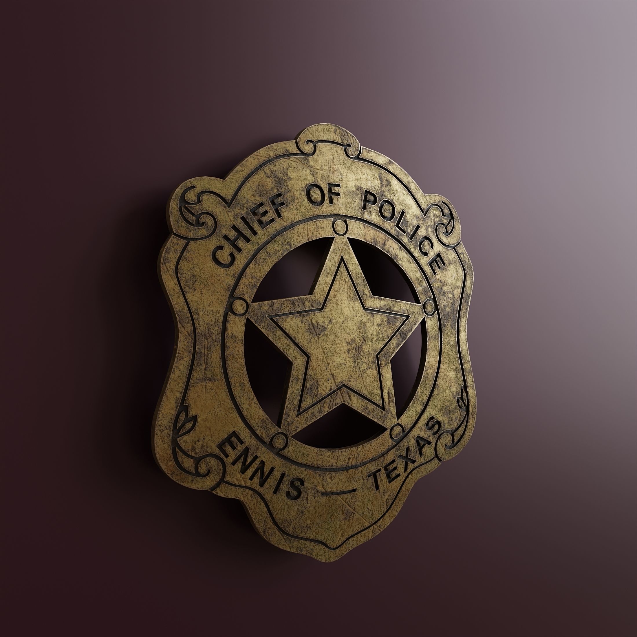 Chief of Police Badge Low-poly 3D model_1