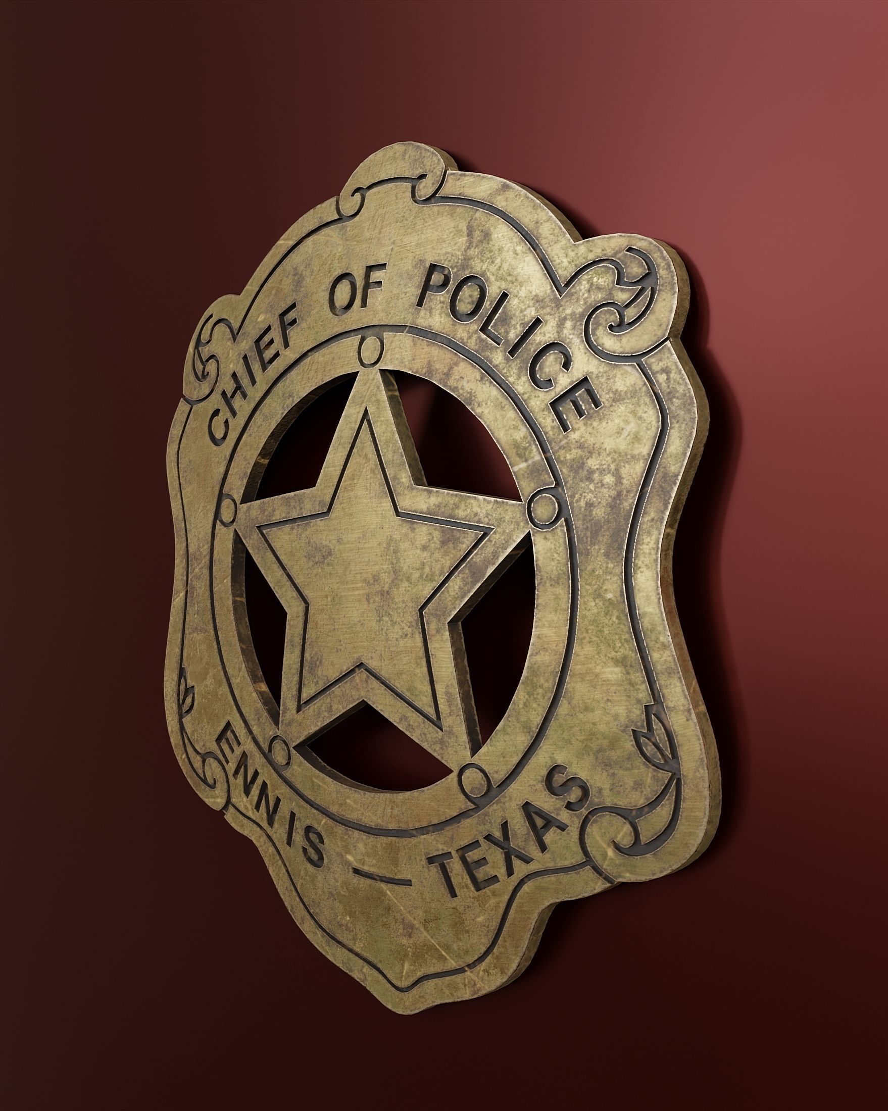 Chief of Police Badge Low-poly 3D model_3