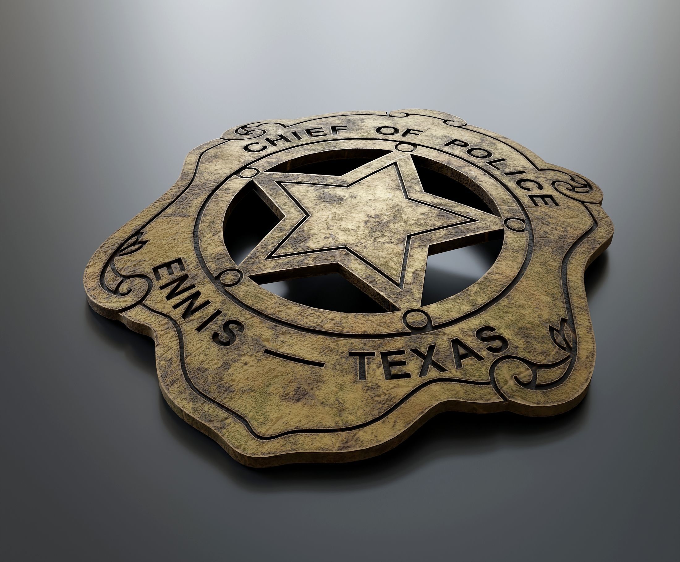 Chief of Police Badge Low-poly 3D model_2