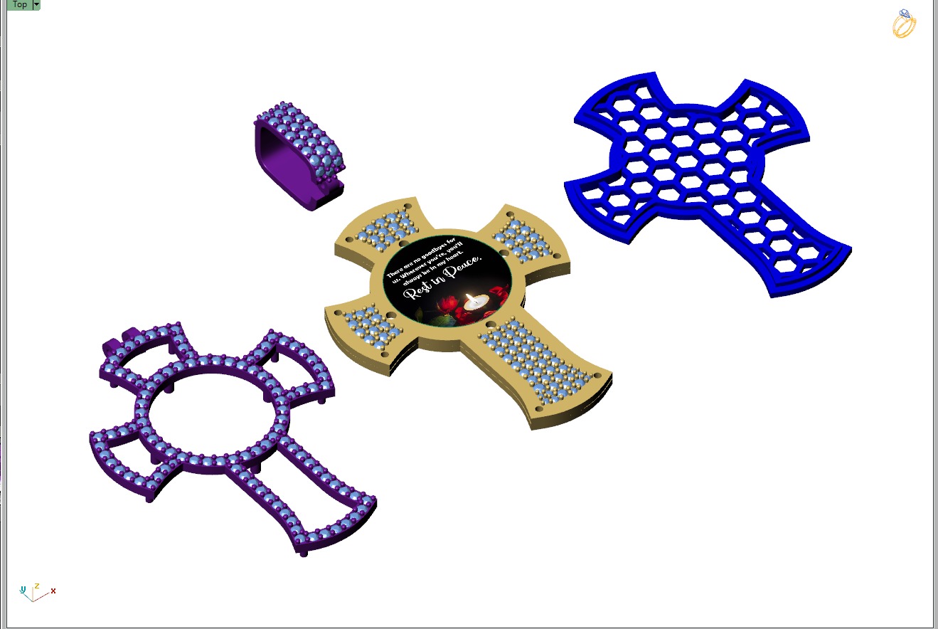 Custom Memory Photo w Cross Diamond Pendant - Cross Necklace  3D print model_15