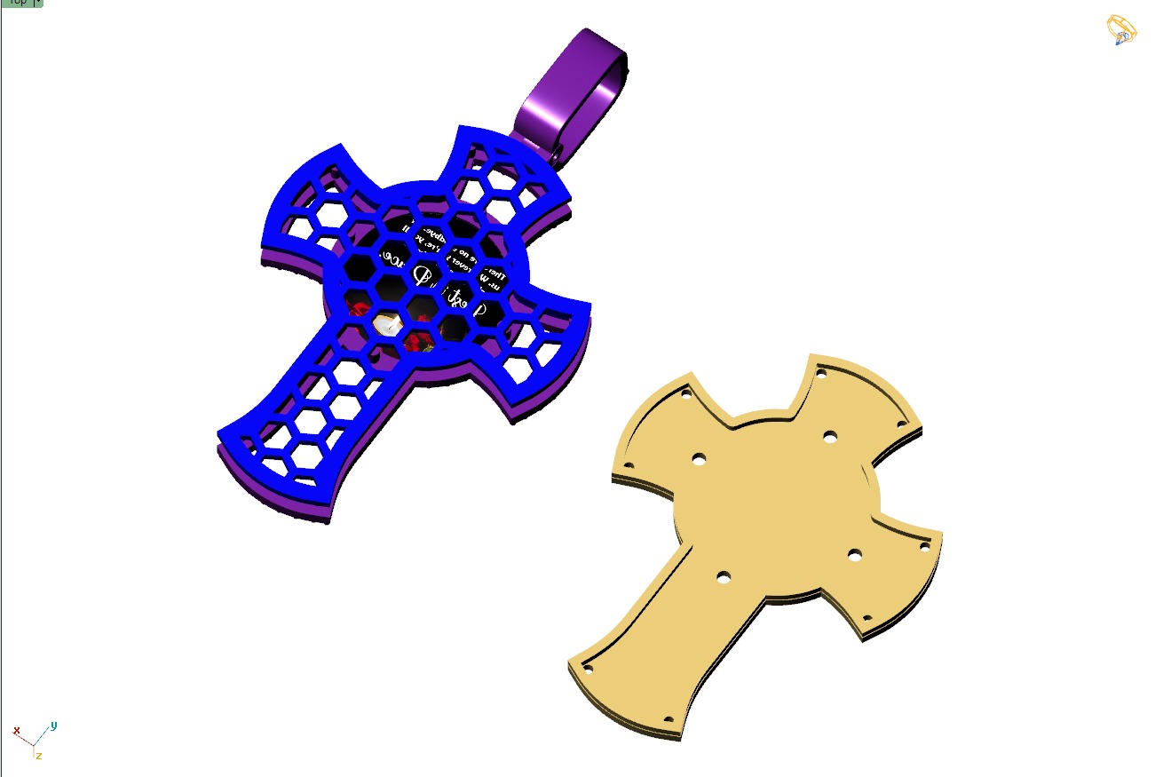 Custom Memory Photo w Cross Diamond Pendant - Cross Necklace  3D print model_13