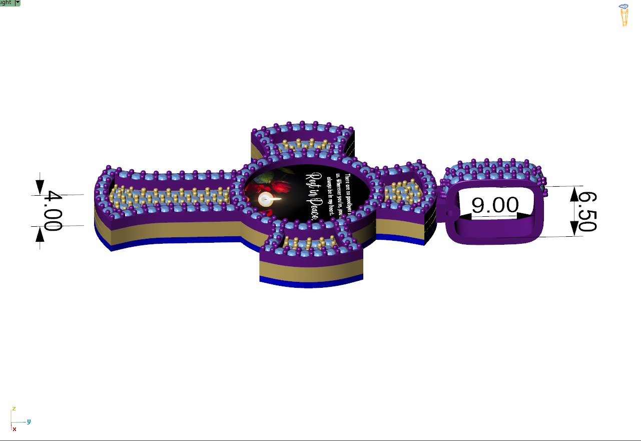 Custom Memory Photo w Cross Diamond Pendant - Cross Necklace  3D print model_7