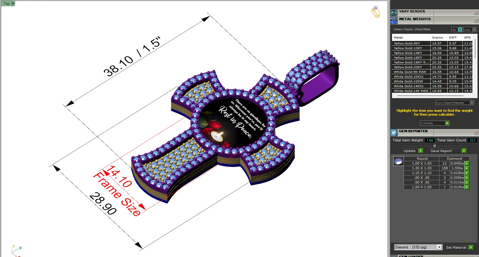Custom Memory Photo w Cross Diamond Pendant - Cross Necklace  3D print model_6