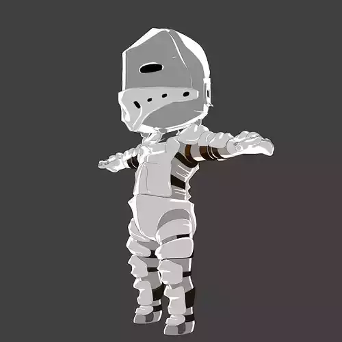 White Chibi knight - Rigged Low Poly Character 3D Model