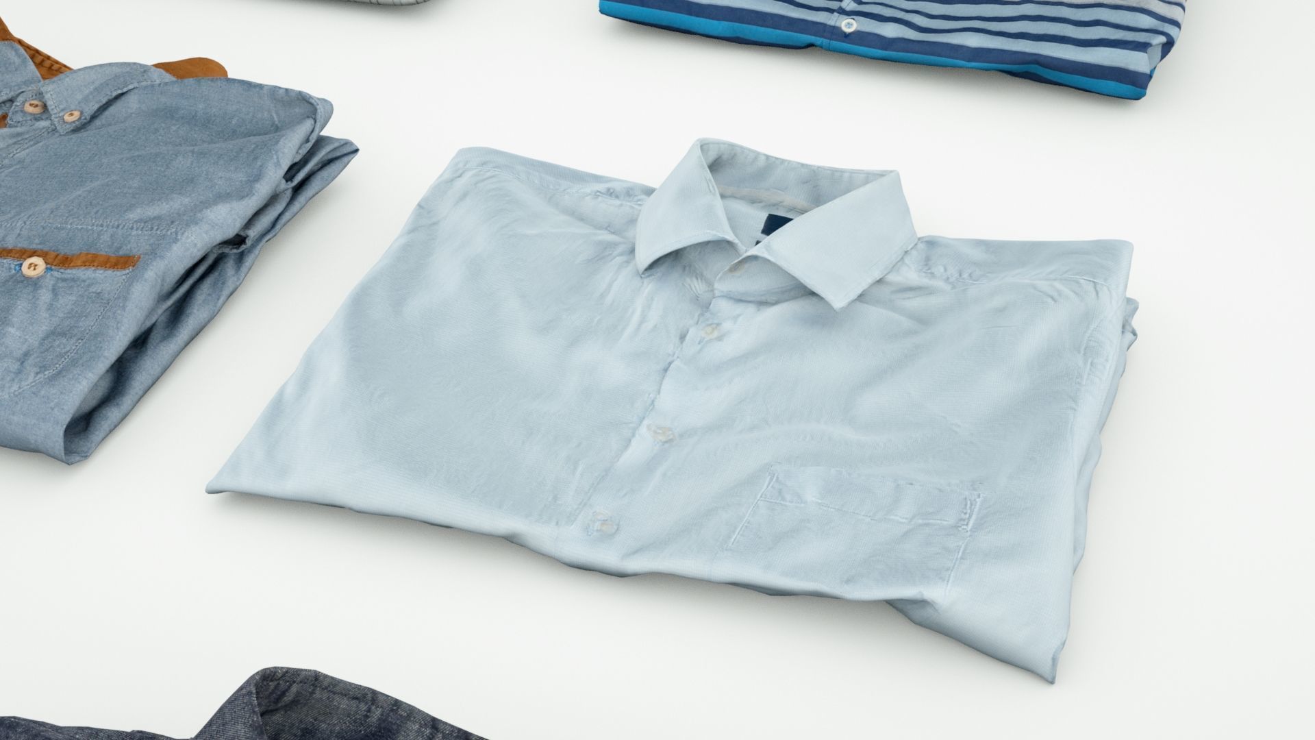 Folded polo and shirt collection Generic casual business 3D model_7