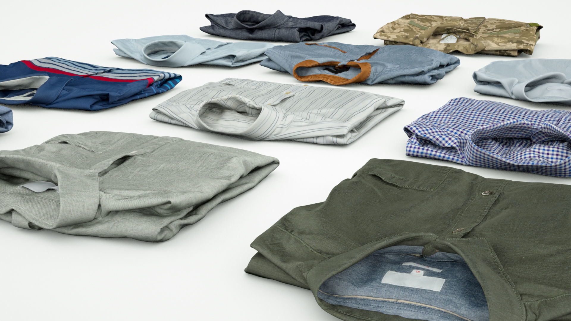 Folded polo and shirt collection Generic casual business 3D model_6