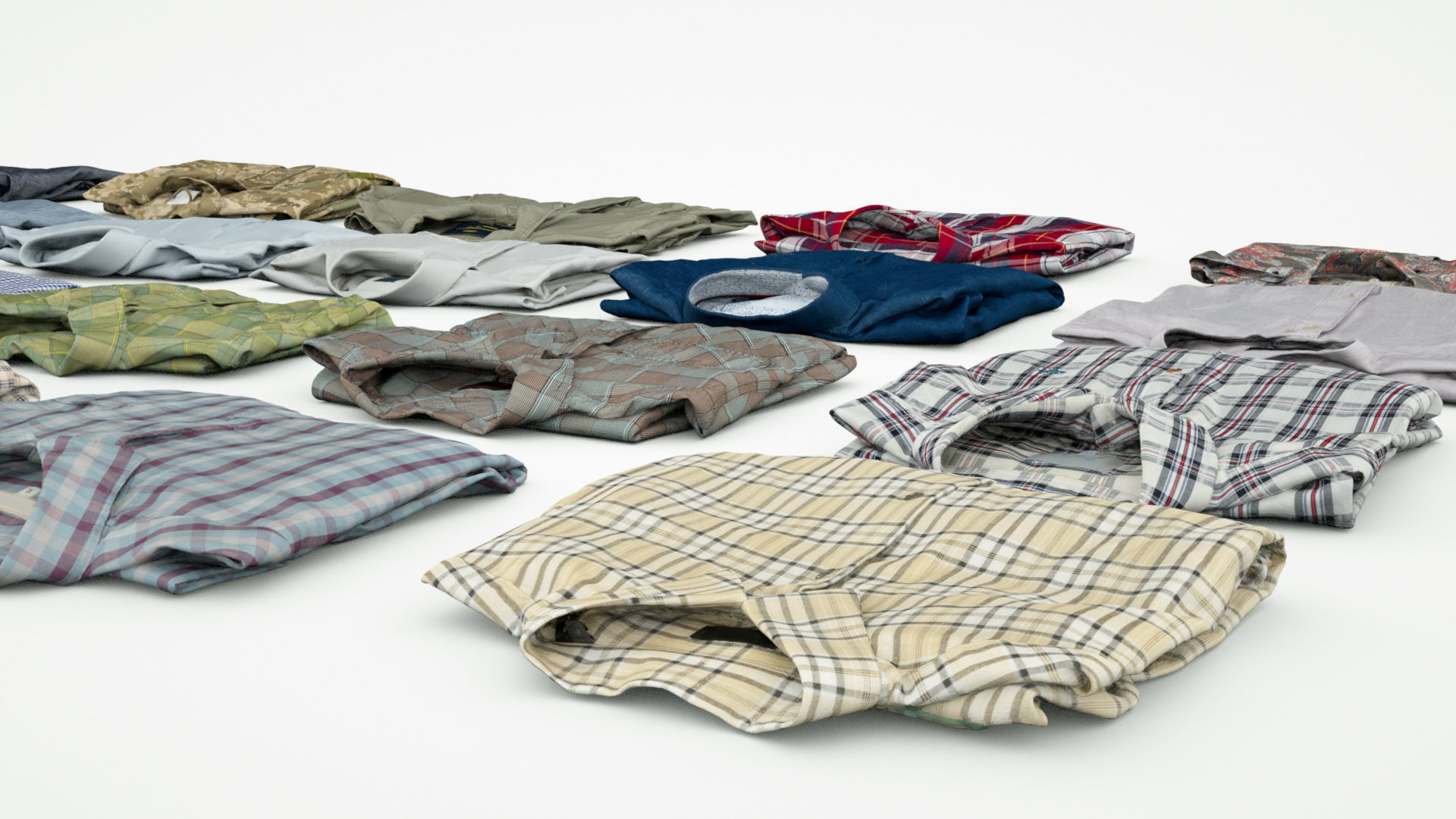 Folded polo and shirt collection Generic casual business 3D model_5