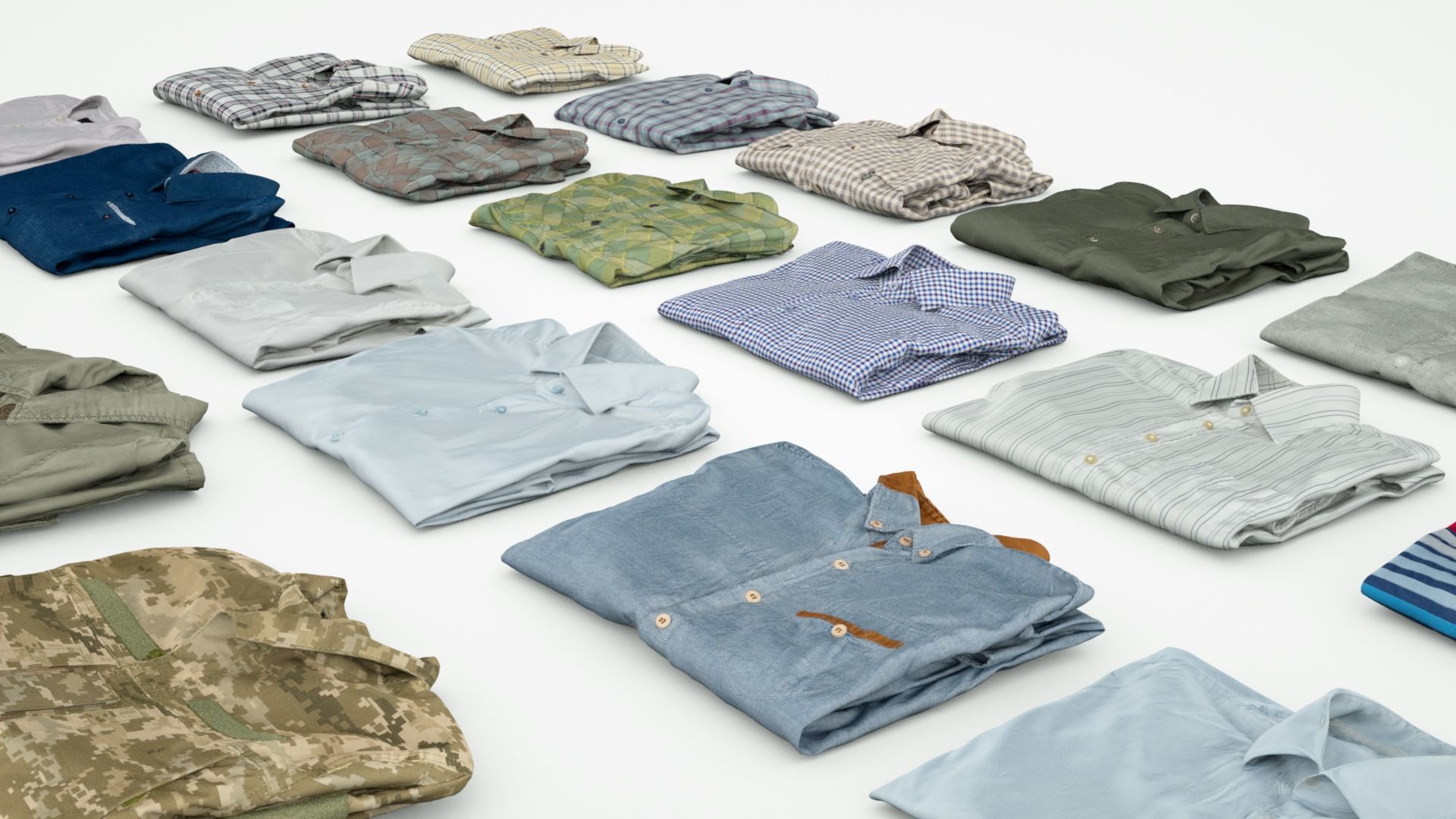 Folded polo and shirt collection Generic casual business 3D model_2
