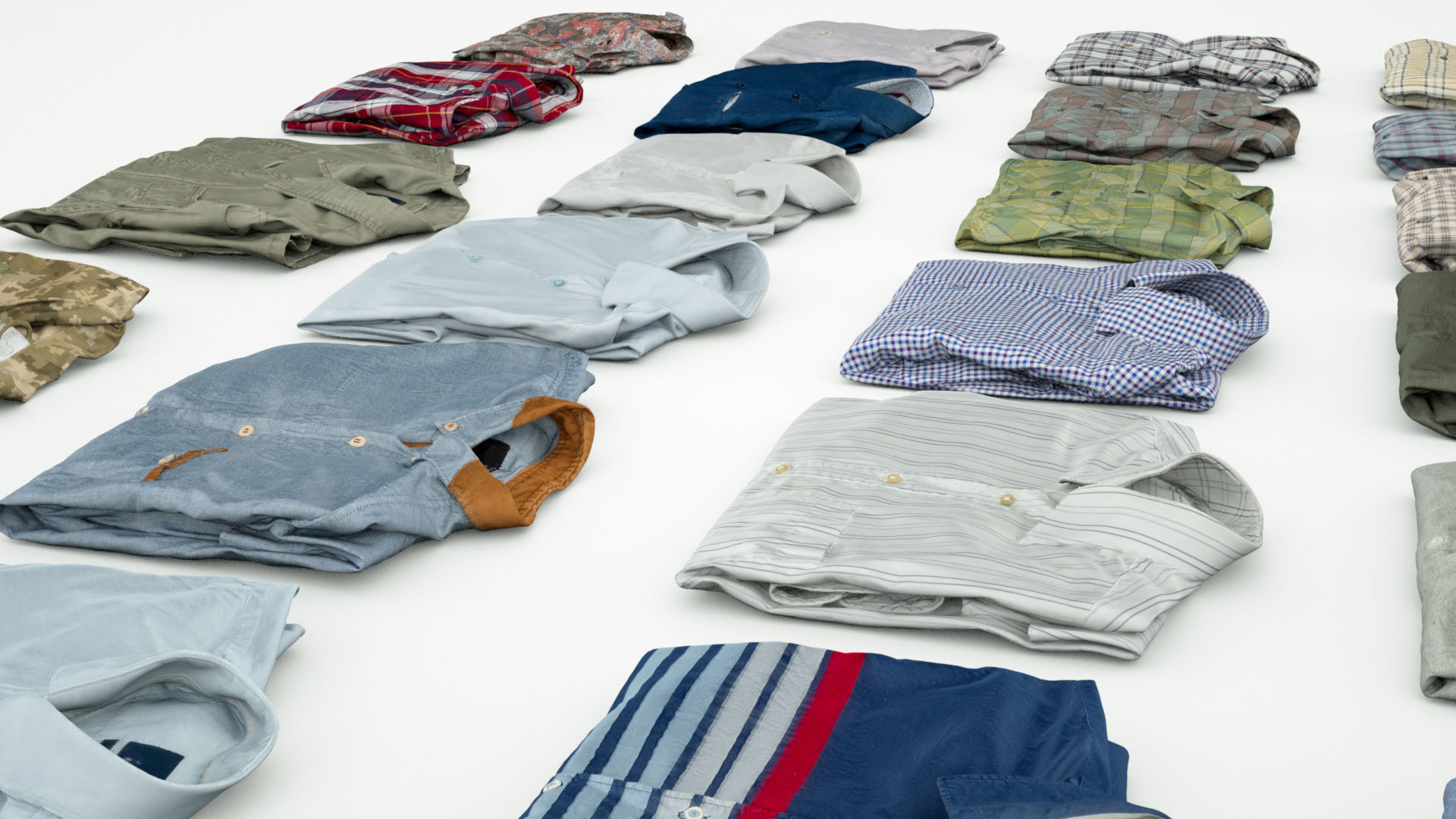 Folded polo and shirt collection Generic casual business 3D model_3