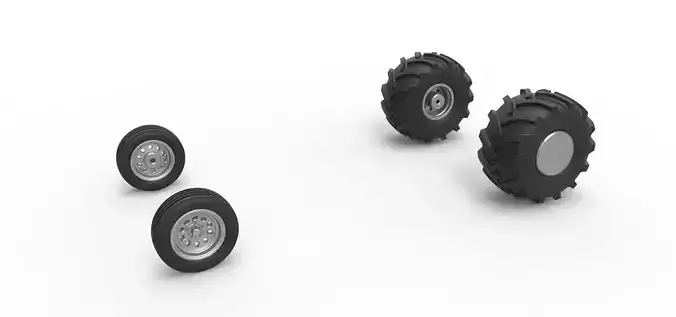 Wheel set of Vintage 2wd Pulling truck Scale 1 to 25 3D print model