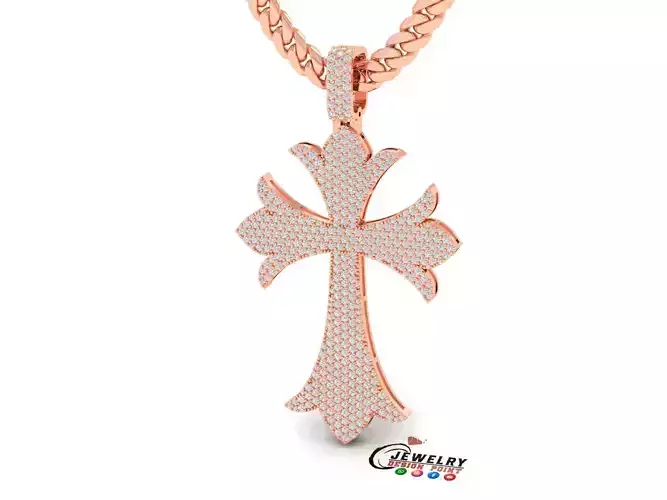 Custom St Louis Cathedral Cross Diamond Pendant