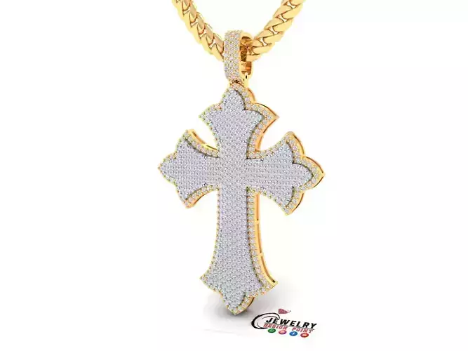 Custom St Louis Cathedral Cross Diamond Pendant