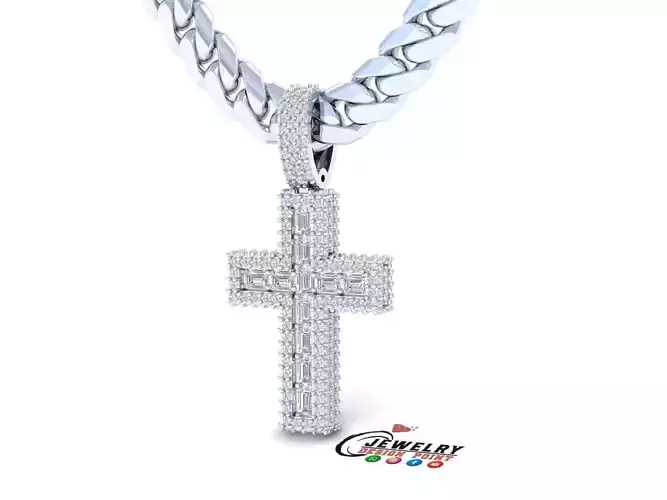 Custom Cross Emerald Diamond Pendant - Crucifixion Necklace 