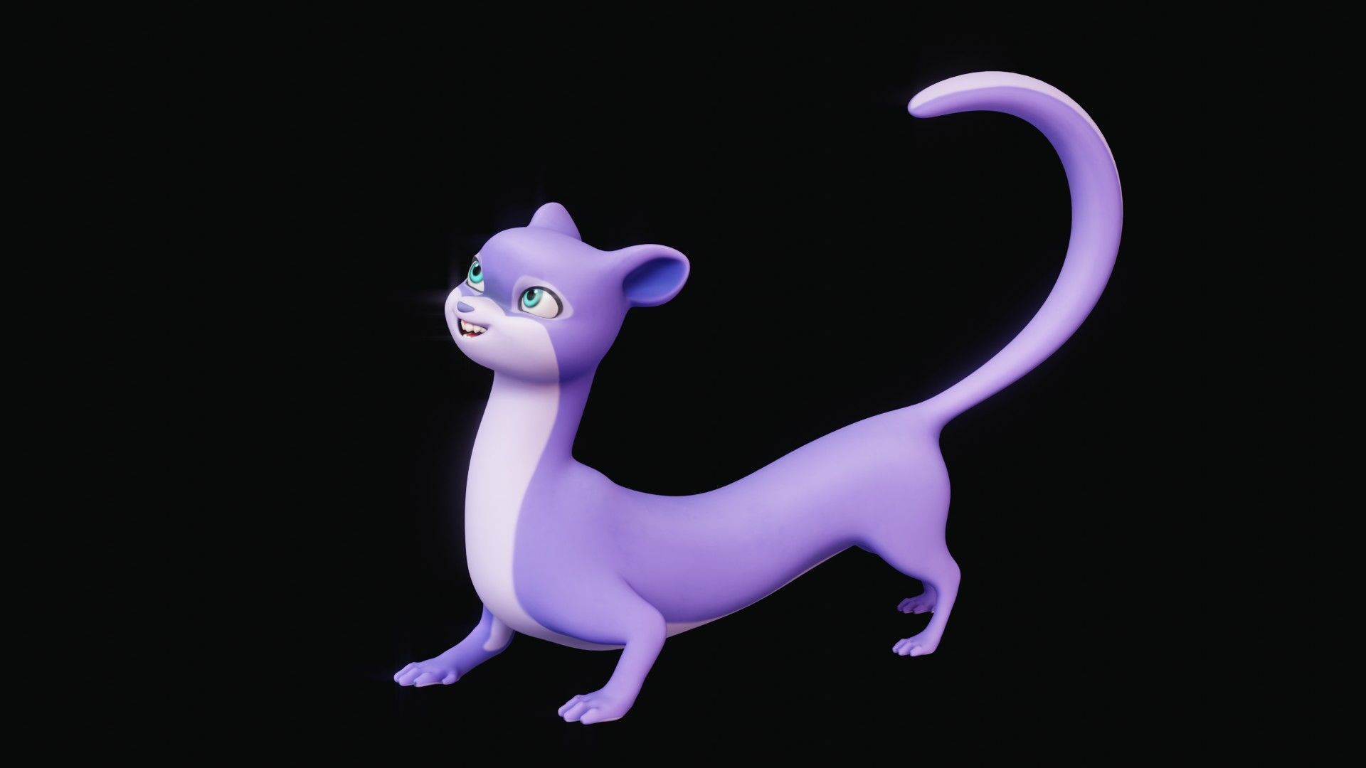 Cartoon Ferret Quadruped Rigged Low-poly 3D model_36