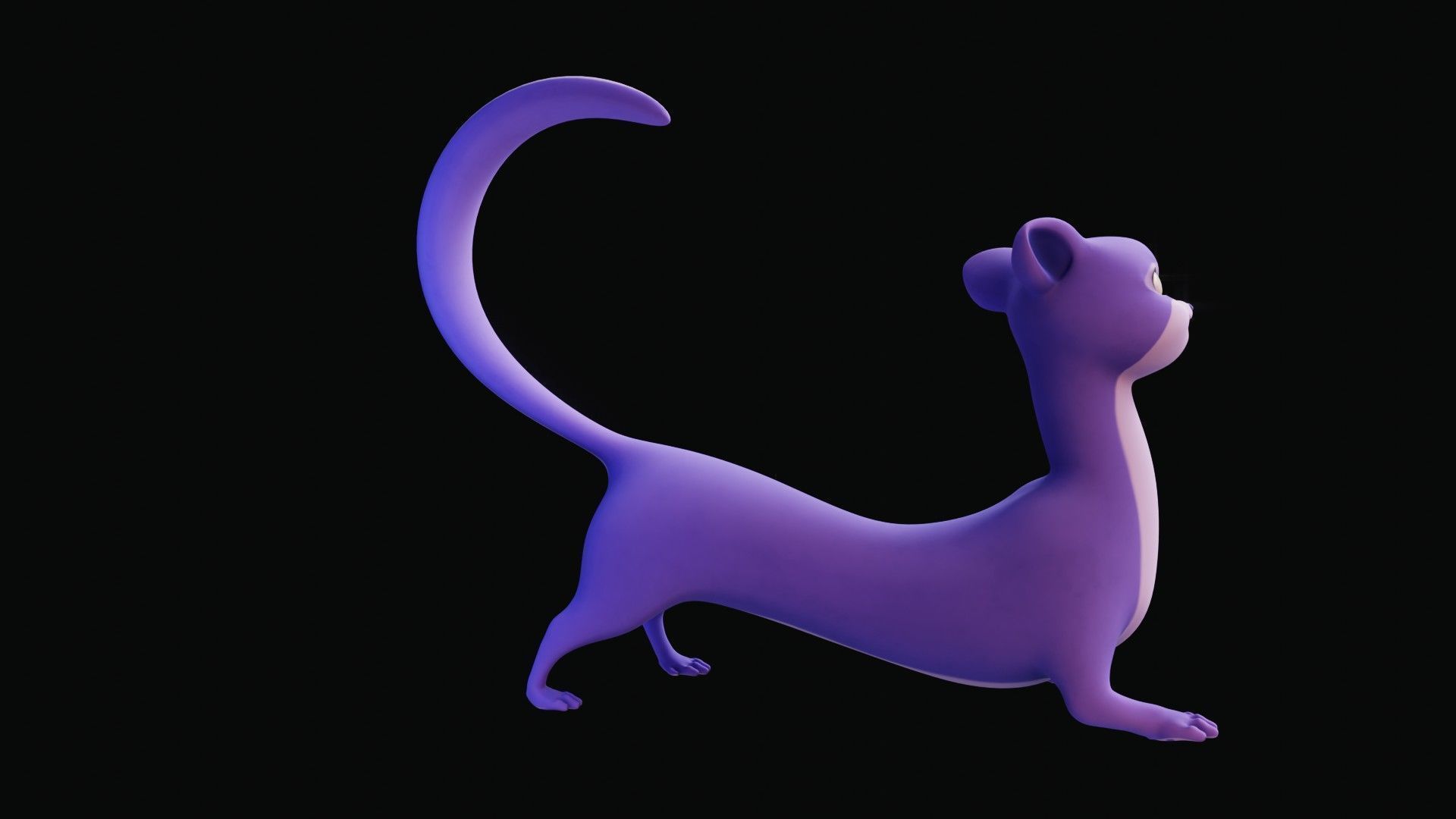 Cartoon Ferret Quadruped Rigged Low-poly 3D model_24